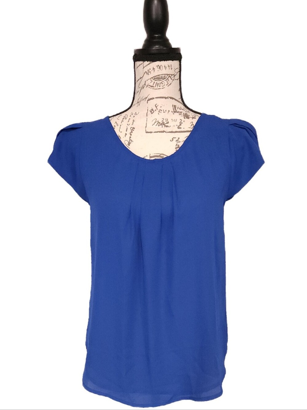 Papermoon Solid Cornflower Blue Blouse With Keyhole Back Size Small EUC